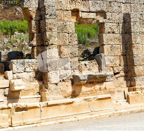 Image of perge old construction in asia turkey the column  and the roman 