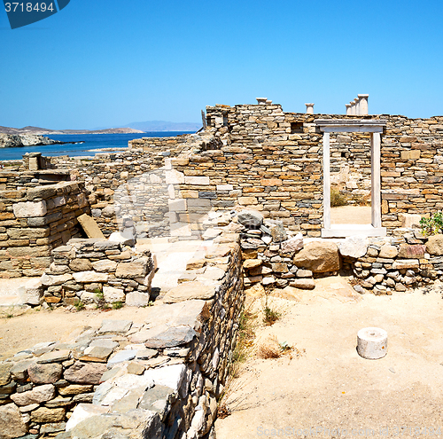 Image of famous   in delos greece the historycal acropolis and old ruin s