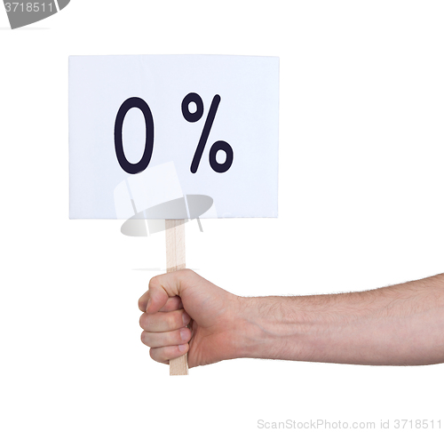 Image of Sale - Hand holding sigh that says 0%