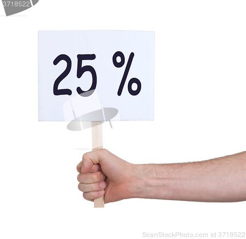 Image of Sale - Hand holding sigh that says 25%