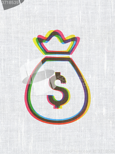 Image of Banking concept: Money Bag on fabric texture background