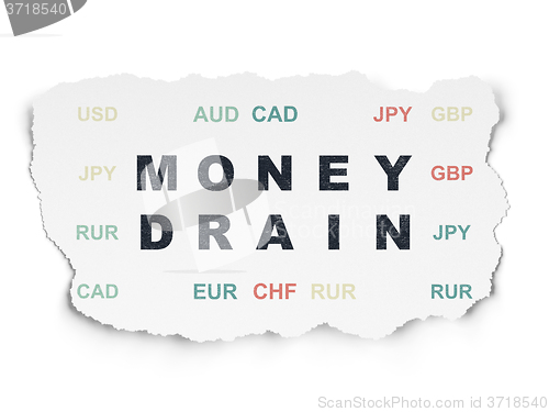 Image of Banking concept: Money Drain on Torn Paper background