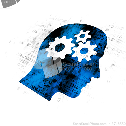 Image of Learning concept: Head With Gears on Digital background