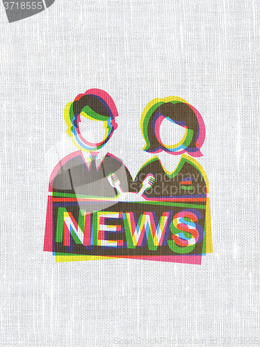 Image of News concept: Anchorman on fabric texture background