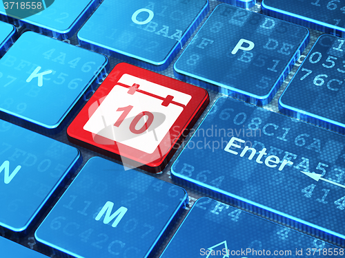Image of Time concept: Calendar on computer keyboard background