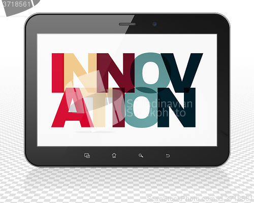 Image of Business concept: Tablet Pc Computer with Innovation on  display