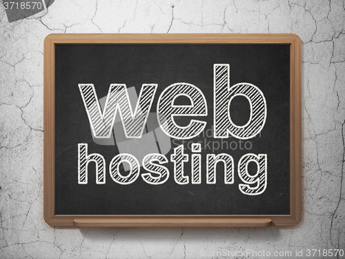 Image of Web development concept: Web Hosting on chalkboard background