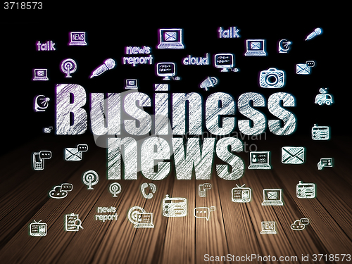 Image of News concept: Business News in grunge dark room