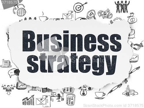 Image of Business concept: Business Strategy on Torn Paper background