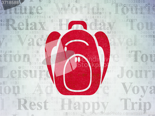 Image of Vacation concept: Backpack on Digital Paper background