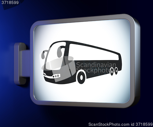 Image of Tourism concept: Bus on billboard background