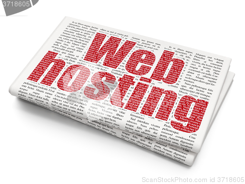 Image of Web development concept: Web Hosting on Newspaper background