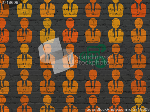 Image of Business concept: calculator icon on wall background
