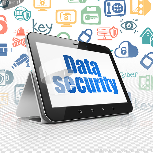 Image of Safety concept: Tablet Computer with Data Security on display