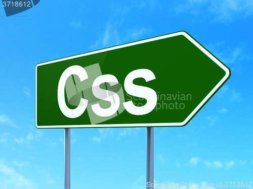 Image of Software concept: Css on road sign background