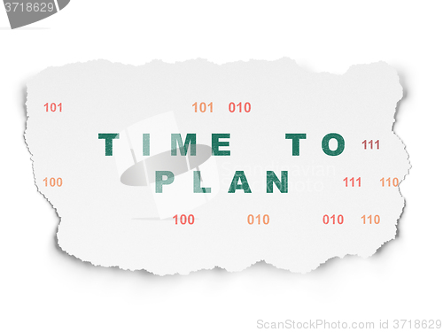 Image of Timeline concept: Time to Plan on Torn Paper background