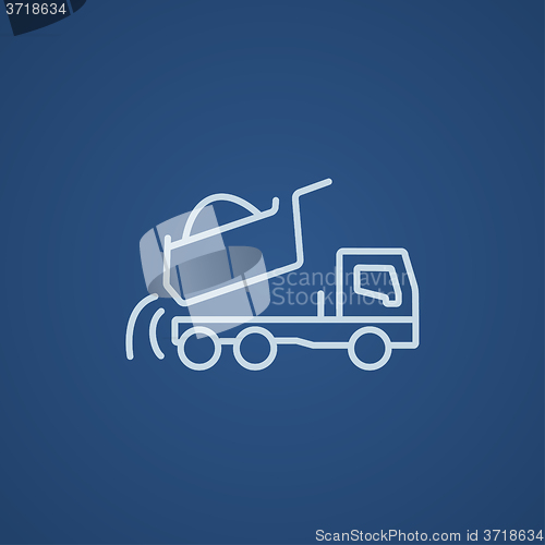 Image of Dump truck line icon.