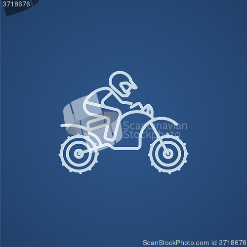 Image of Man riding motocross bike line icon.