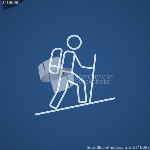 Image of Tourist backpacker line icon.