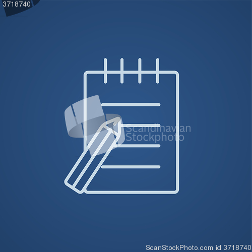 Image of Writing pad and pen line icon.