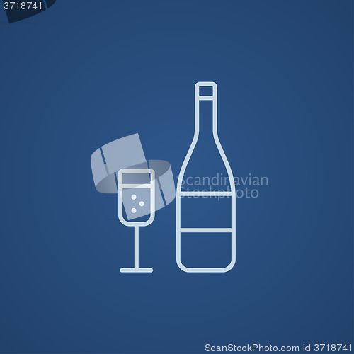 Image of Bottle of champaign and glass line icon.