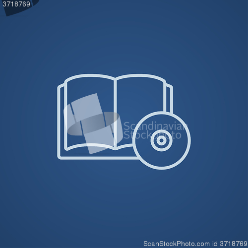 Image of Audiobook and cd disc line icon.