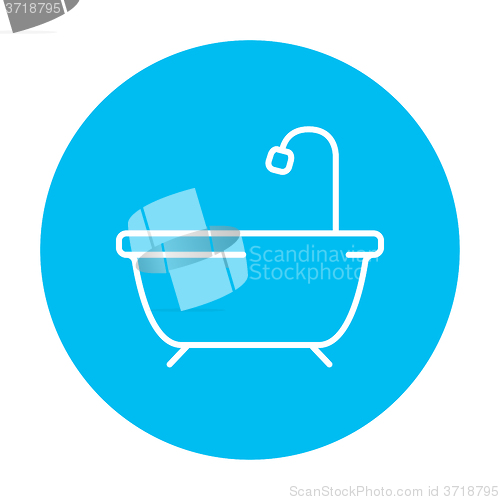 Image of Bathtub with shower line icon.