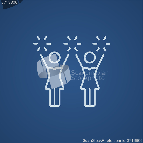 Image of Cheerleaders line icon.