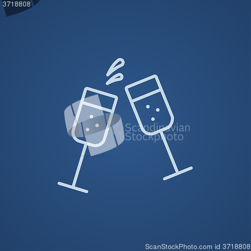 Image of Two glasses of champaign line icon.