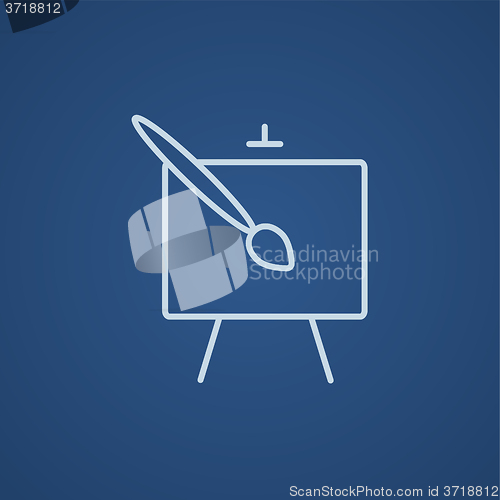 Image of Easel and paint brush line icon.