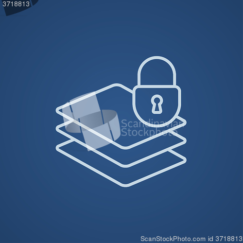 Image of Stack of papers with lock line icon.