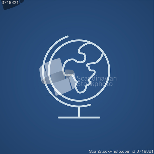 Image of World globe on stand line icon.