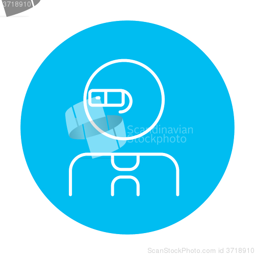 Image of Man in augmented reality glasses line icon.