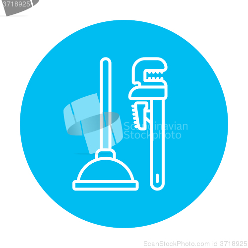 Image of Pipe wrenches and plunger line icon.