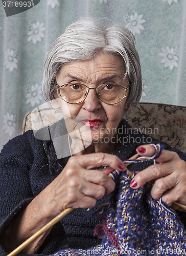 Image of Portrait of an Old Woman Kinitting