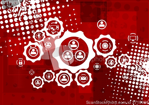 Image of Red grunge hi-tech background