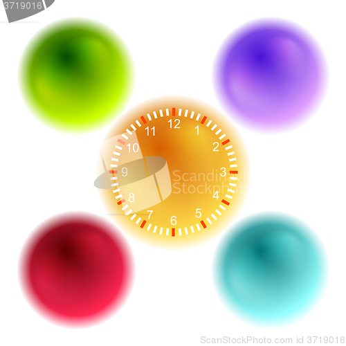 Image of Bright 3d balls and clock for infographic design
