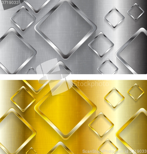 Image of Abstract tech metallic and golden banners