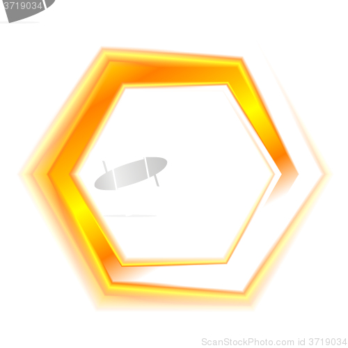 Image of Orange hexagon emblem logo for web design