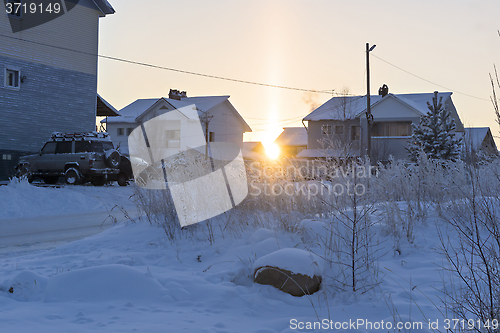 Image of Sunny morning in frosty day