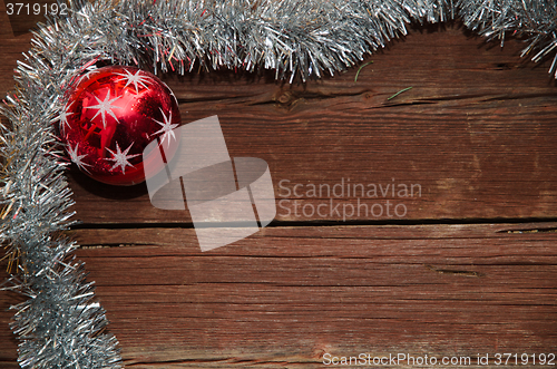 Image of Christmas decorated plank board