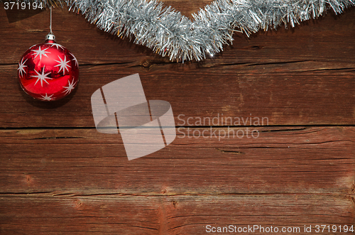 Image of Christmas decorated vintage plank wall