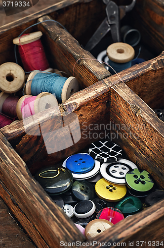 Image of wooden crate with the buttons