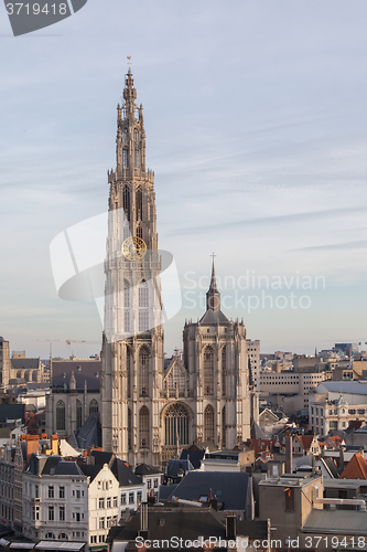 Image of View over Antwerp with cathedral of our lady