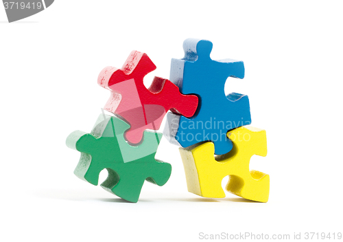 Image of Closeup of big jigsaw puzzle pieces