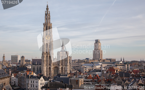 Image of View over Antwerp with cathedral of our lady