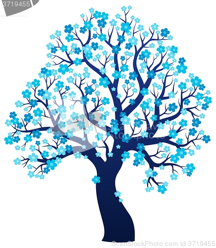 Image of Silhouette of blooming tree theme 2