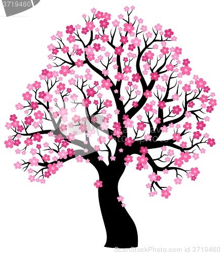 Image of Silhouette of blooming tree theme 1