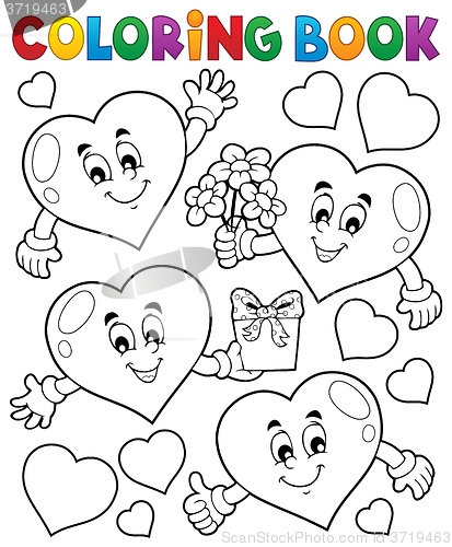 Image of Coloring book stylized hearts theme 1