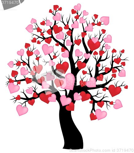 Image of Silhouette of tree with hearts theme 1